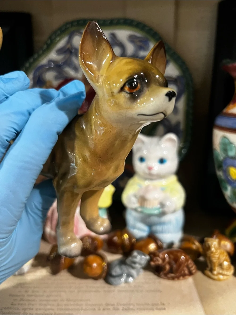 Vintage UCAGCO Japan Chihuahua Dog Figurine Porcelain Ceramic Mid Century